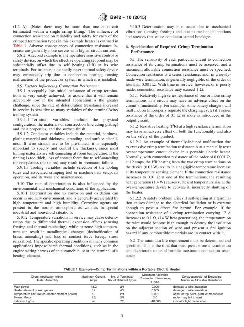 ASTM B942-10(2015) - Standard Guide for Specification and Quality Assurance for the Electrical Contact  Performance   of Crimped Wire Terminations