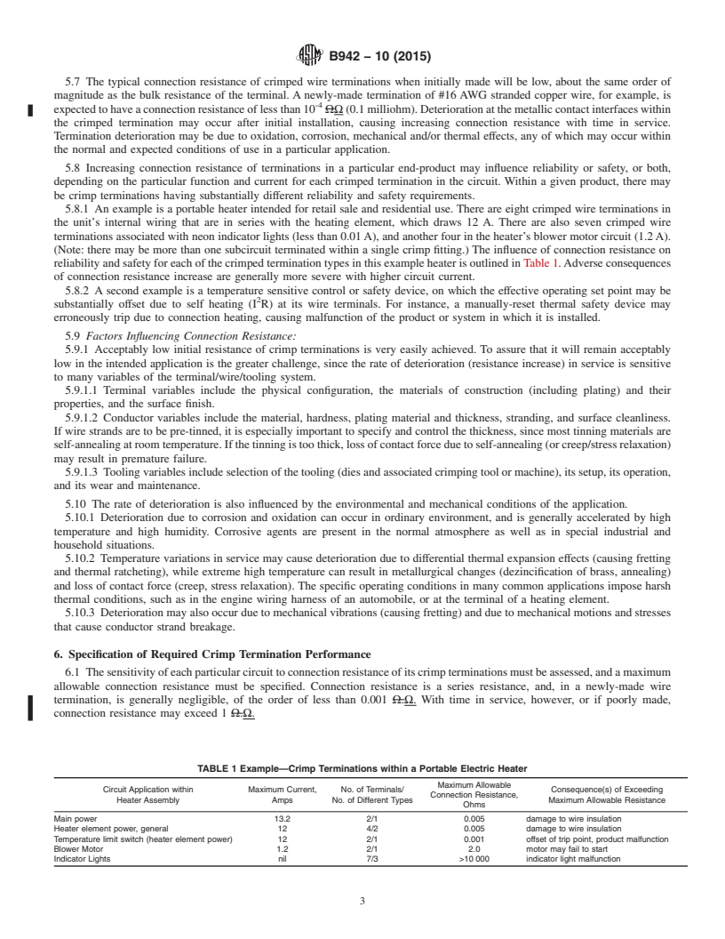 REDLINE ASTM B942-10(2015) - Standard Guide for Specification and Quality Assurance for the Electrical Contact  Performance   of Crimped Wire Terminations