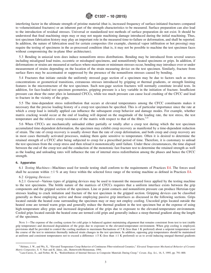 REDLINE ASTM C1337-10(2015) - Standard Test Method for  Creep and Creep Rupture of Continuous Fiber-Reinforced Advanced   Ceramics Under Tensile Loading at Elevated Temperatures