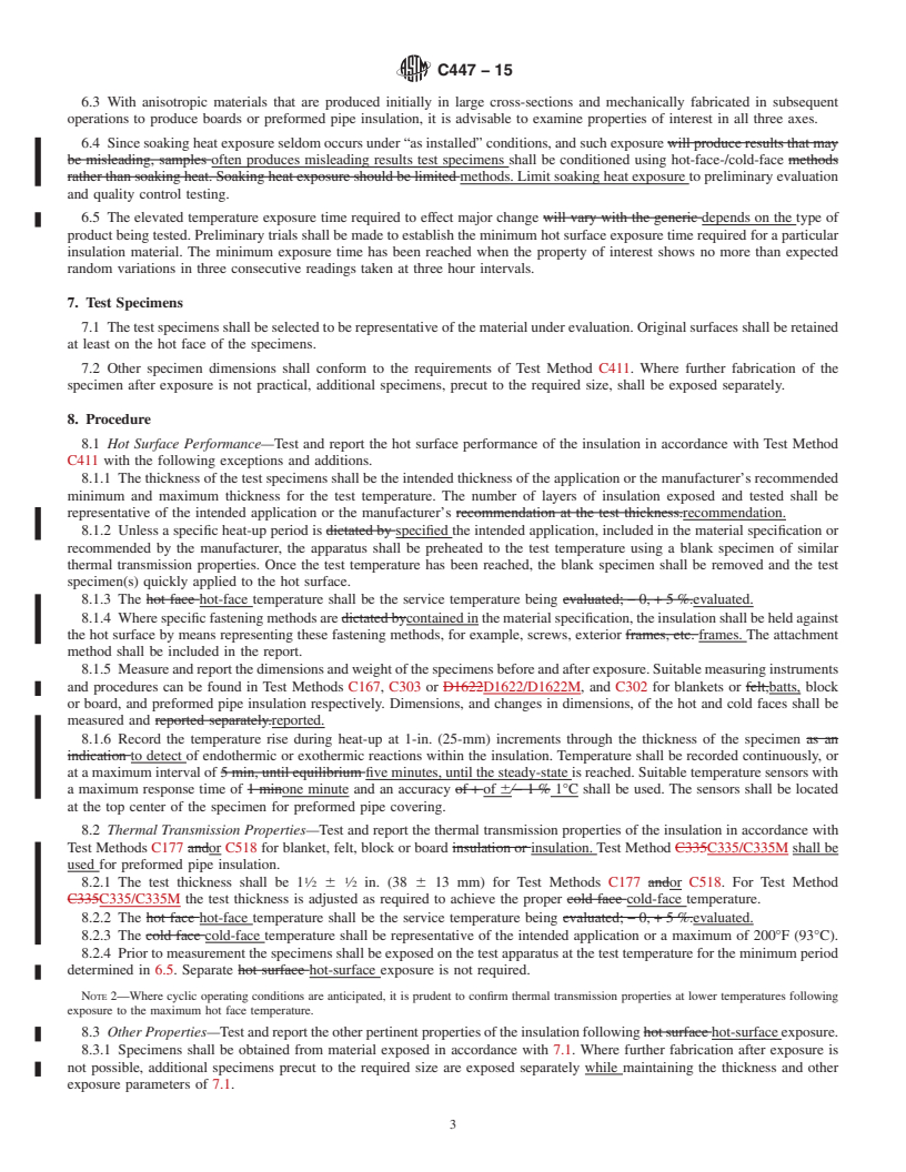 REDLINE ASTM C447-15 - Standard Practice for  Estimating the Maximum Use Temperature of Thermal Insulations