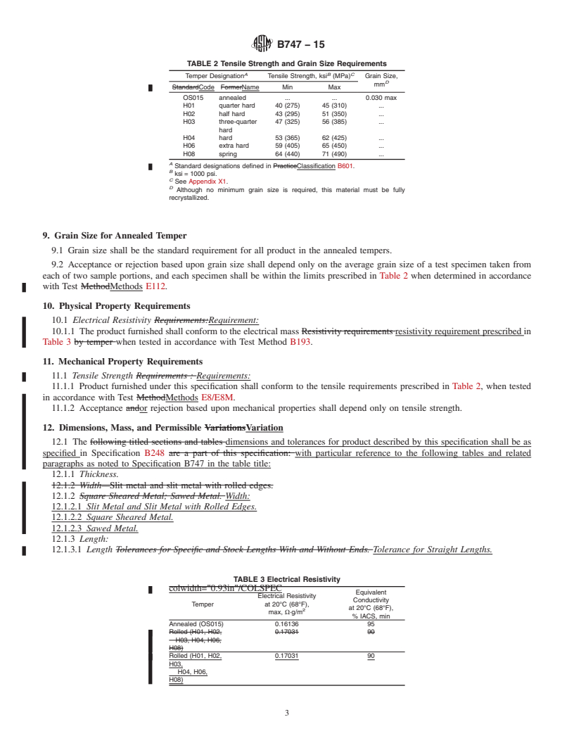 REDLINE ASTM B747-15 - Standard Specification for Copper-Zirconium Alloy Sheet and Strip