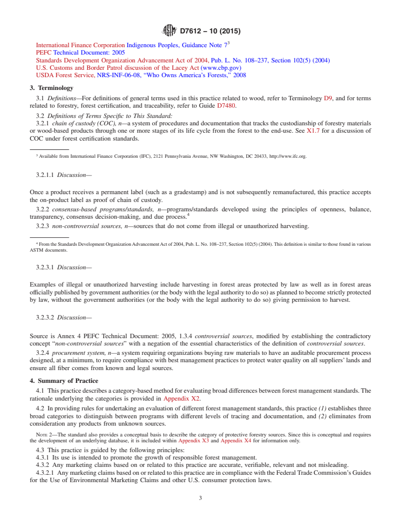 REDLINE ASTM D7612-10(2015) - Standard Practice for  Categorizing Wood and Wood-Based Products According to Their   Fiber Sources