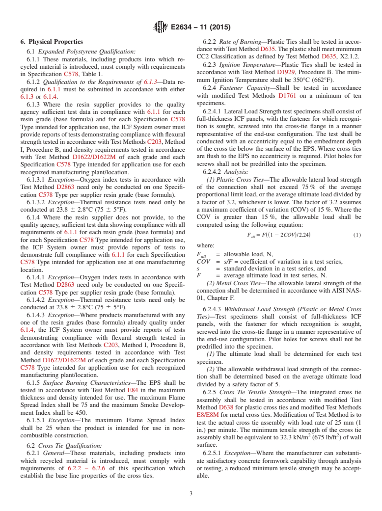 ASTM E2634-11(2015) - Standard Specification for Flat Wall Insulating Concrete Form (ICF) Systems