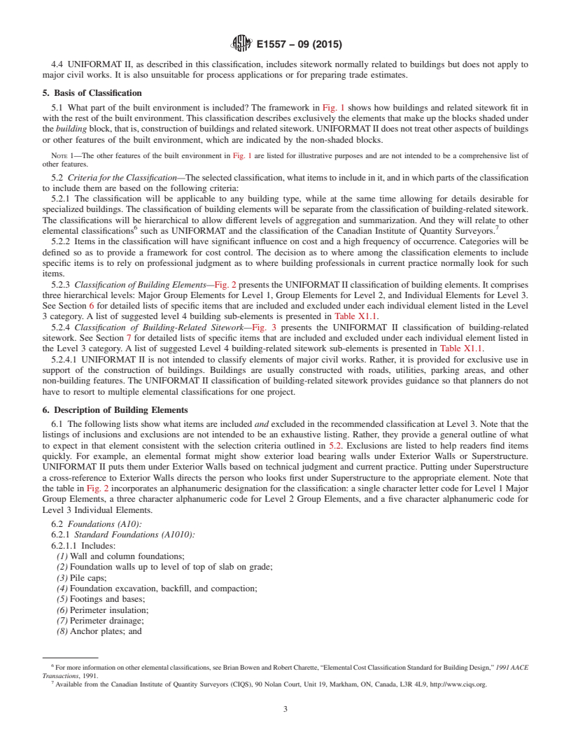 REDLINE ASTM E1557-09(2015) - Standard Classification for Building Elements and Related Sitework&#x2014;UNIFORMAT II