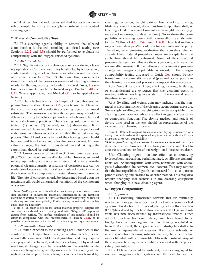 ASTM G127-15 - Standard Guide for the  Selection of Cleaning Agents for Oxygen-Enriched Systems