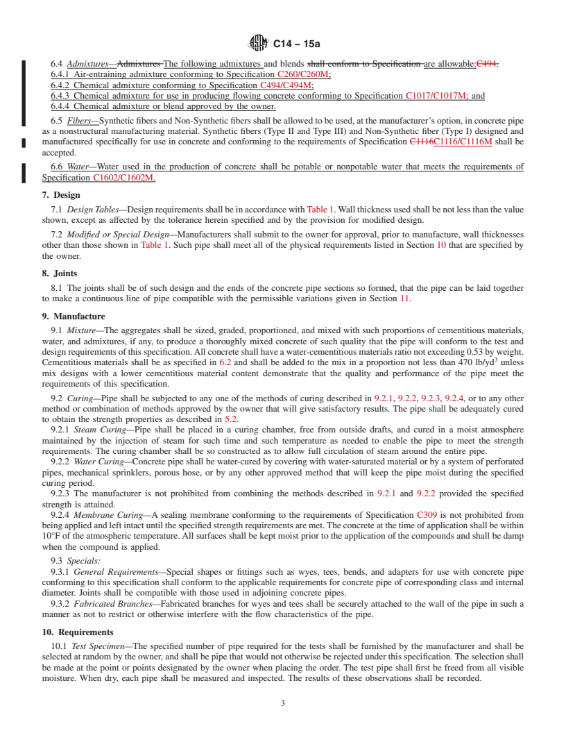 REDLINE ASTM C14-15a - Standard Specification for  Nonreinforced Concrete Sewer, Storm Drain, and Culvert Pipe