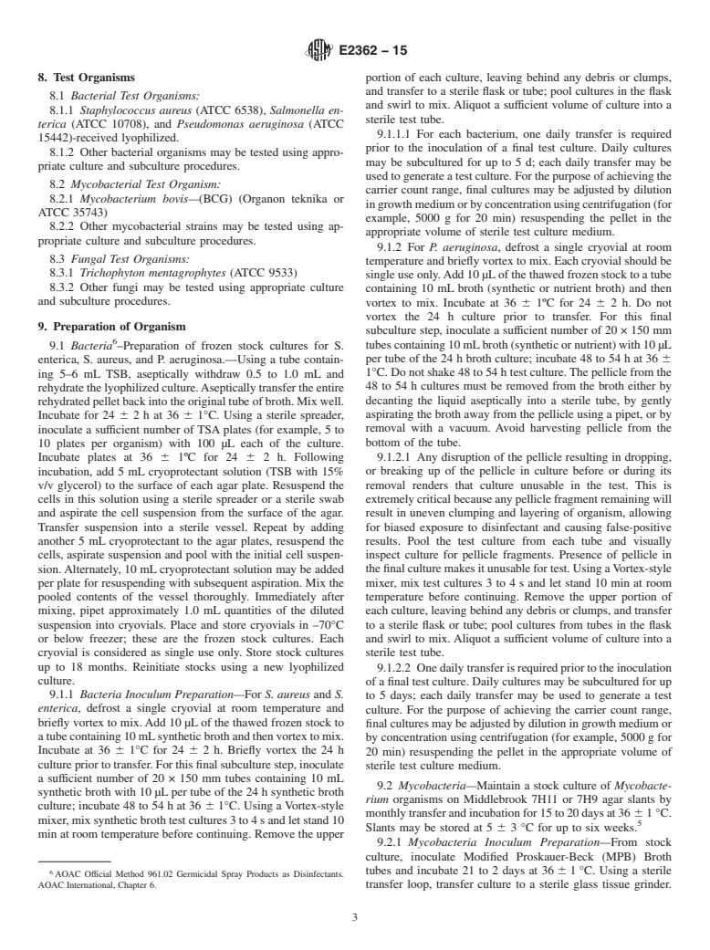 ASTM E2362-15 - Standard Practice for  Evaluation of Pre-saturated or Impregnated Towelettes for Hard  Surface  Disinfection