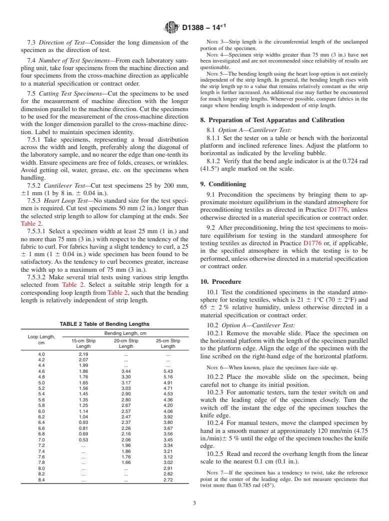 ASTM D1388-14e1 - Standard Test Method for  Stiffness of Fabrics