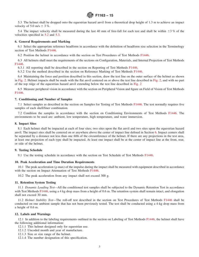 REDLINE ASTM F1163-15 - Standard Specification for Protective Headgear Used in Horse Sports and Horseback Riding