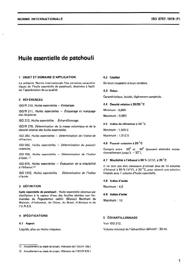 ISO 3757:1978 - Huile essentielle de patchouli