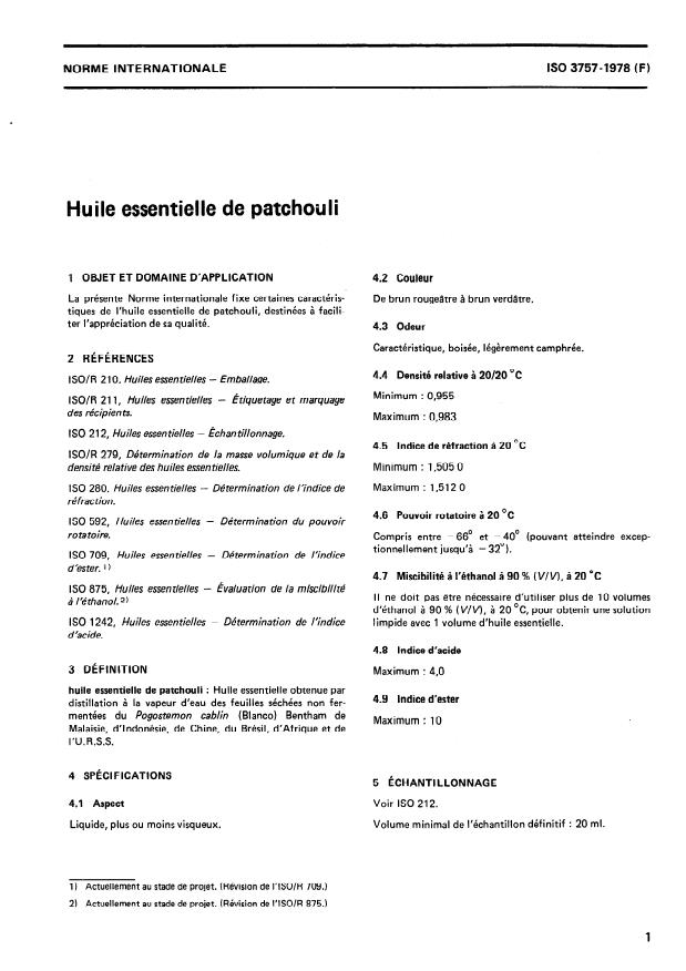 ISO 3757:1978 - Huile essentielle de patchouli