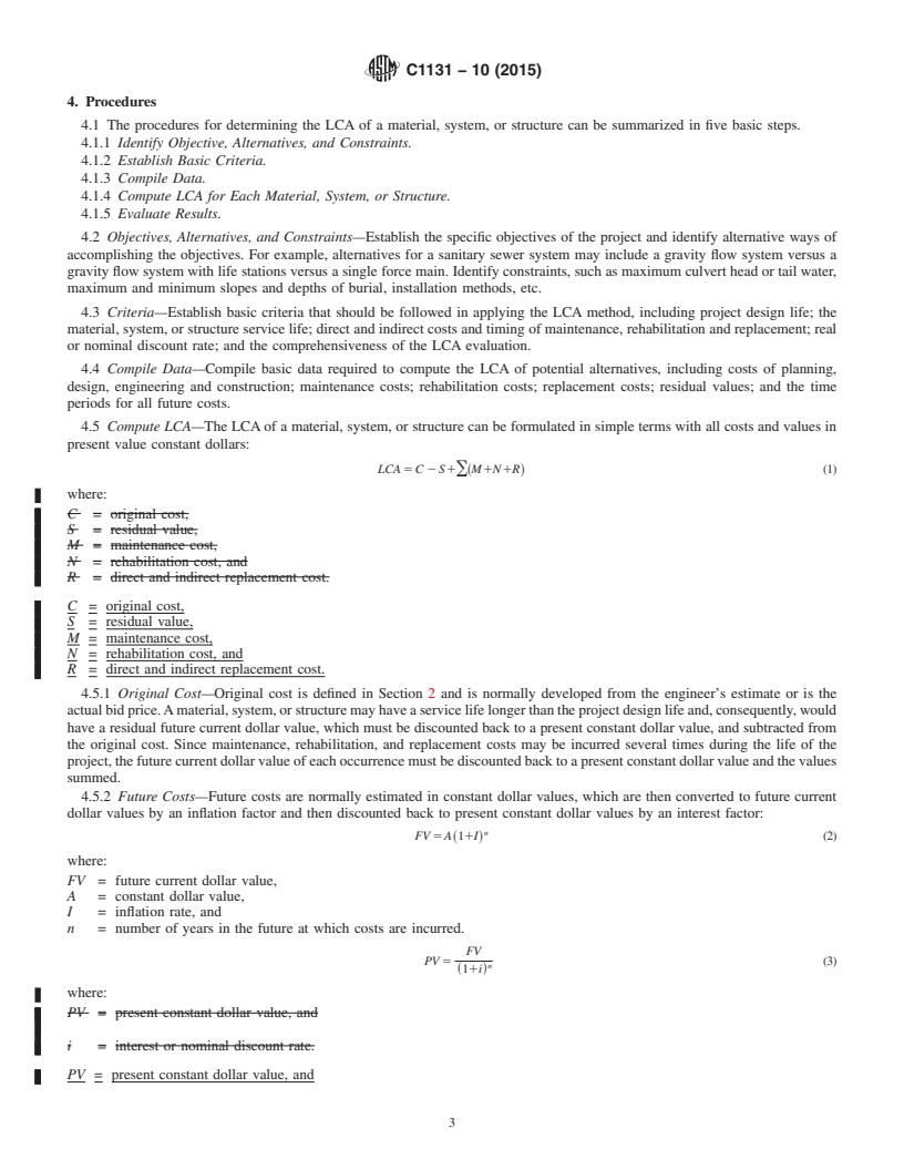 REDLINE ASTM C1131-10(2015) - Standard Practice for  Least Cost (Life Cycle) Analysis of Concrete Culvert, Storm   Sewer, and Sanitary Sewer Systems