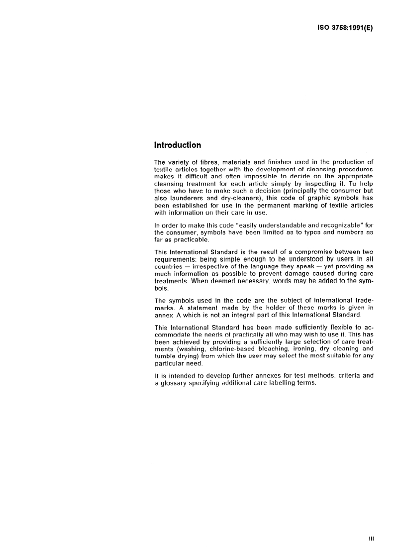 ISO 3758:1991 - Textiles — Care labelling code using symbols
Released:7/25/1991