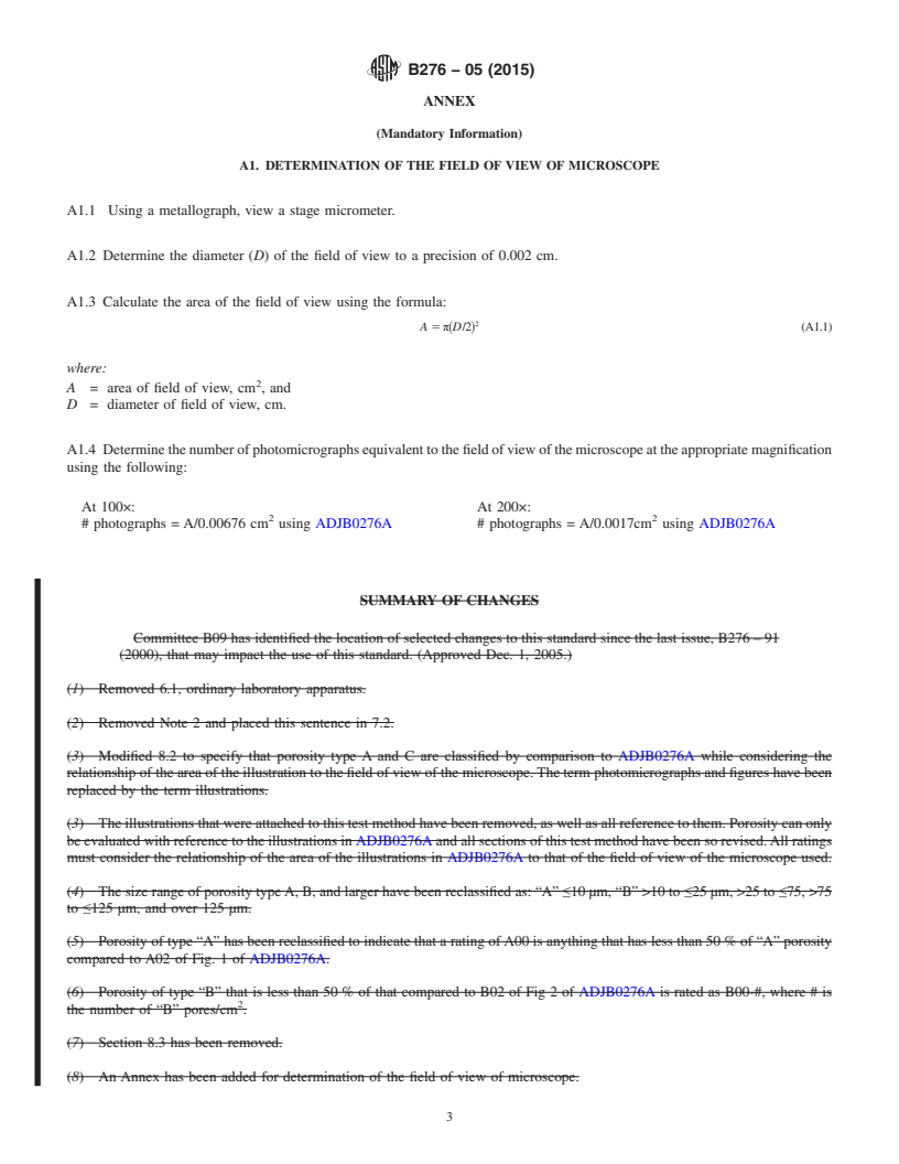 REDLINE ASTM B276-05(2015) - Standard Test Method for  Apparent Porosity in Cemented Carbides