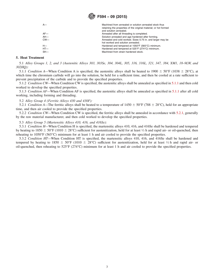 REDLINE ASTM F594-09(2015) - Standard Specification for  Stainless Steel Nuts