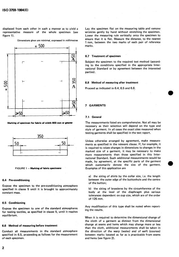 ISO 3759:1984 ISO 3759:1984 - Textiles -- Preparation, marking and measuring of fabric specimens and garments in tests for determination of dimensional change - Page 4 preview