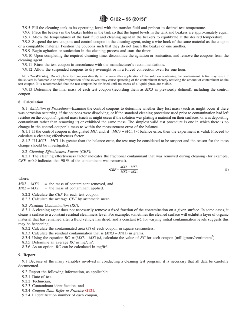 REDLINE ASTM G122-96(2015)e1 - Standard Test Method for  Evaluating the Effectiveness of Cleaning Agents