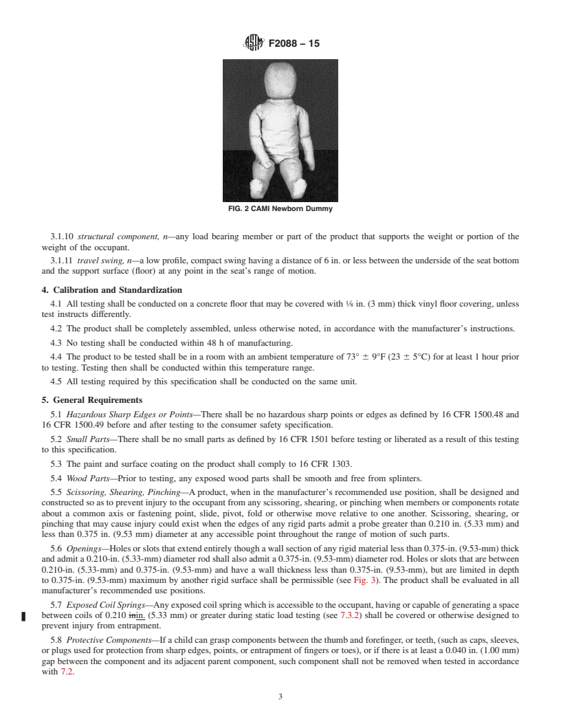 REDLINE ASTM F2088-15 - Standard Consumer Safety Specification for Infant Swings