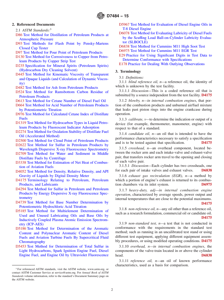 ASTM D7484-15 - Standard Test Method for Evaluation of Automotive Engine Oils for Valve-Train Wear Performance  in Cummins ISB Medium-Duty Diesel Engine