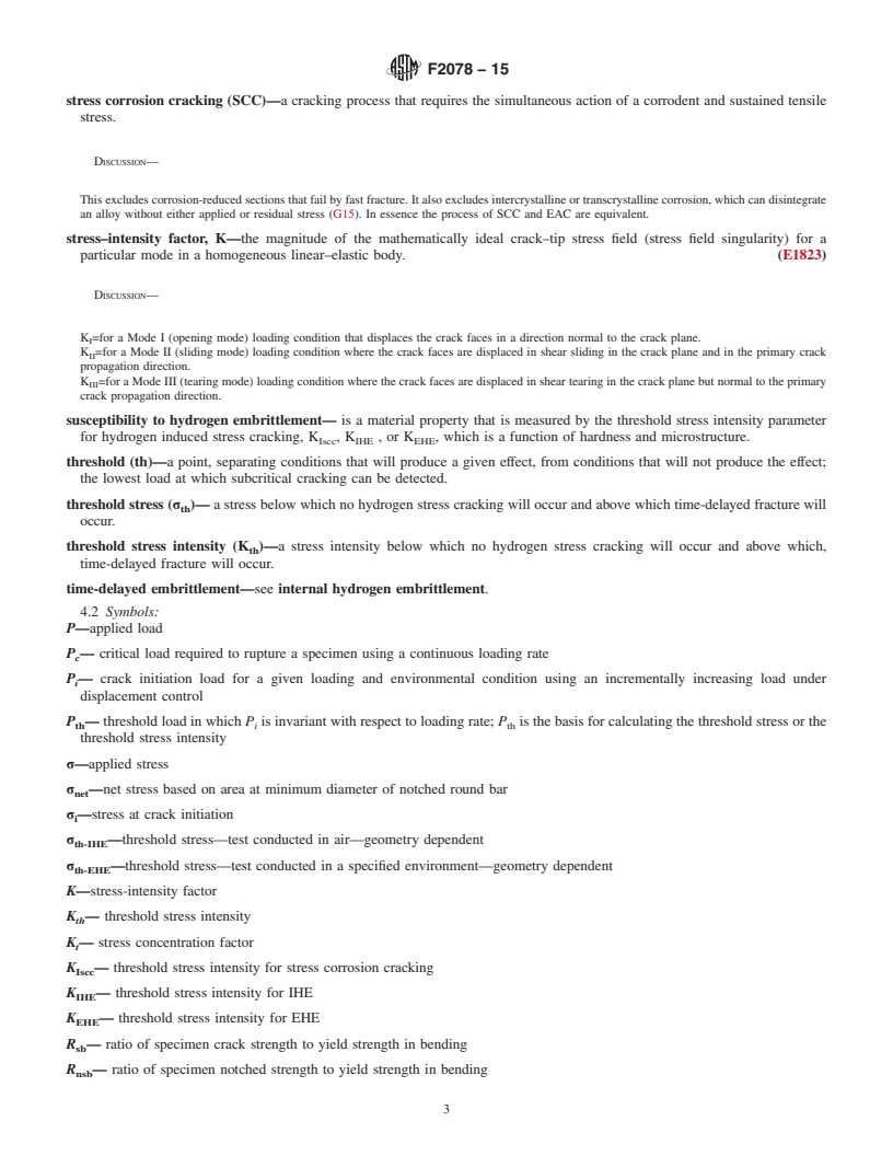 REDLINE ASTM F2078-15 - Standard Terminology Relating to  Hydrogen Embrittlement Testing