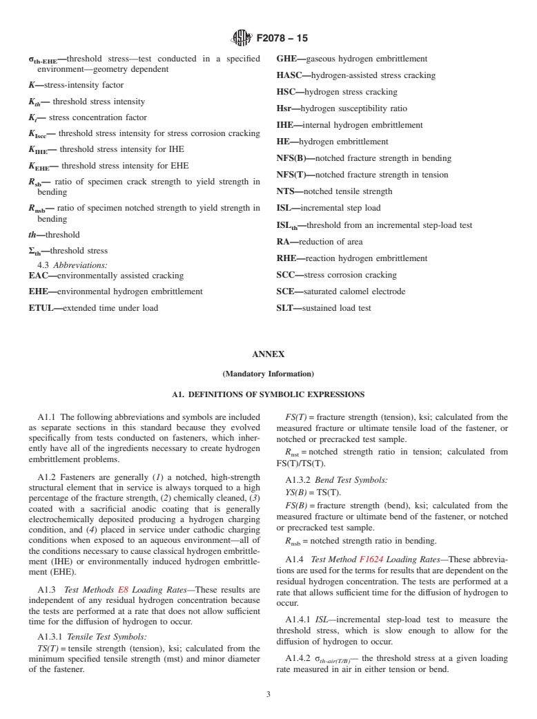 ASTM F2078-15 - Standard Terminology Relating to  Hydrogen Embrittlement Testing