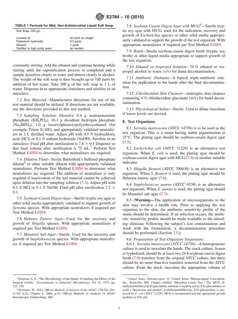 ASTM E2784-10(2015) - Standard Test Method for  Evaluation of the Effectiveness of Handwash Formulations Using  the Paper Towel (Palmar) Method of Hand Contamination