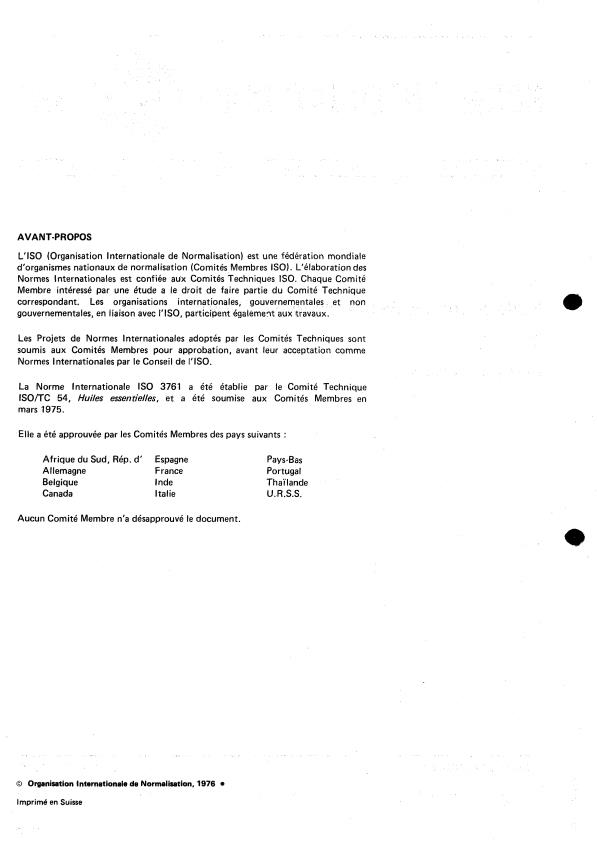 ISO 3761:1976 ISO 3761:1976 - Huile essentielle de bois de rose du Brésil - Page 2 preview