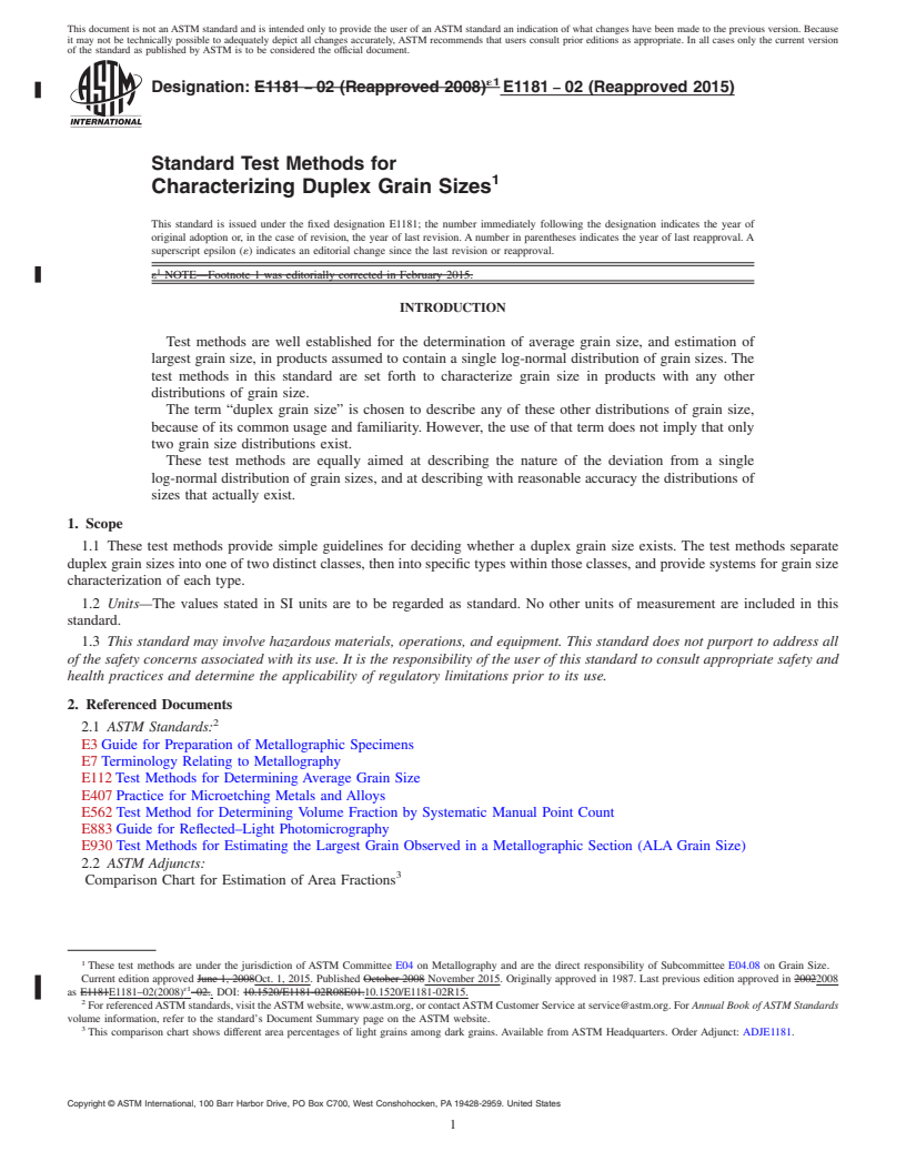 REDLINE ASTM E1181-02(2015) - Standard Test Methods for  Characterizing Duplex Grain Sizes