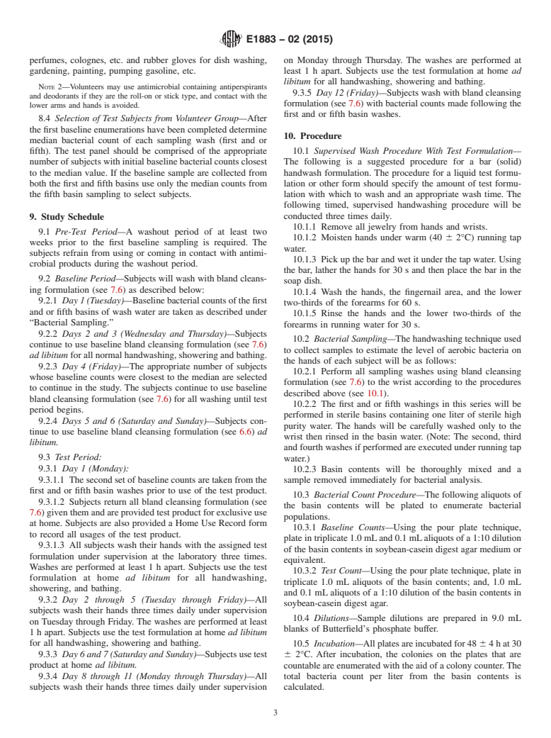 ASTM E1883-02(2015) - Standard Test Method for Assessment of an Antibacterial Handwash Product by Multiple  Basin Wash Technique