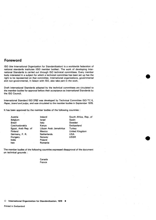 ISO 3762:1979 ISO 3762:1979 - Paper -- Preparation of a letterpress print for test purposes - Page 2 preview
