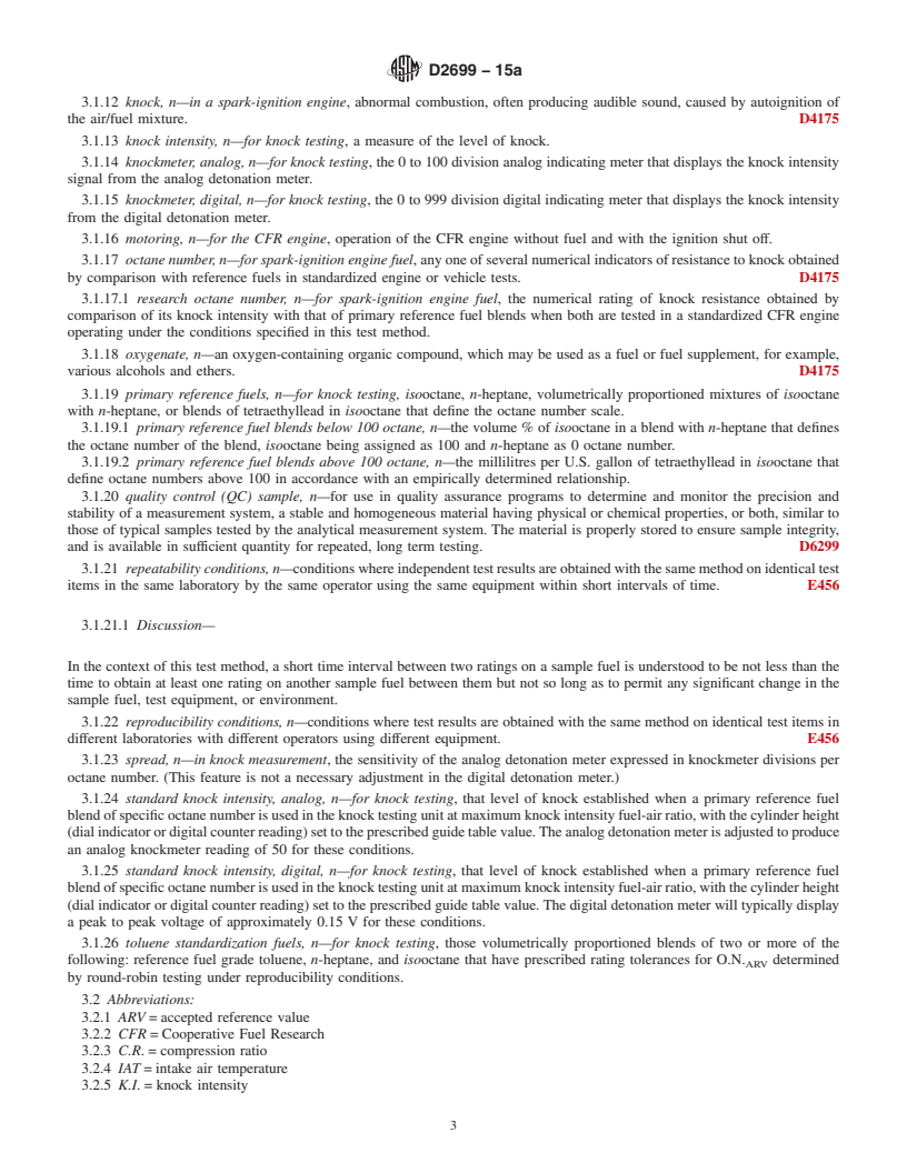 REDLINE ASTM D2699-15a - Standard Test Method for Research Octane Number of Spark-Ignition Engine Fuel