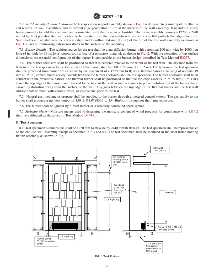 REDLINE ASTM E2707-15 - Standard Test Method for  Determining Fire Penetration of Exterior Wall Assemblies Using  a Direct Flame Impingement Exposure