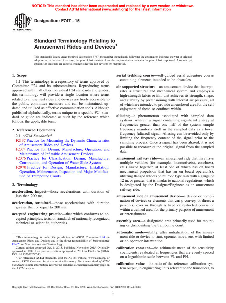 ASTM F747-15 - Standard Terminology Relating to Amusement Rides and Devices