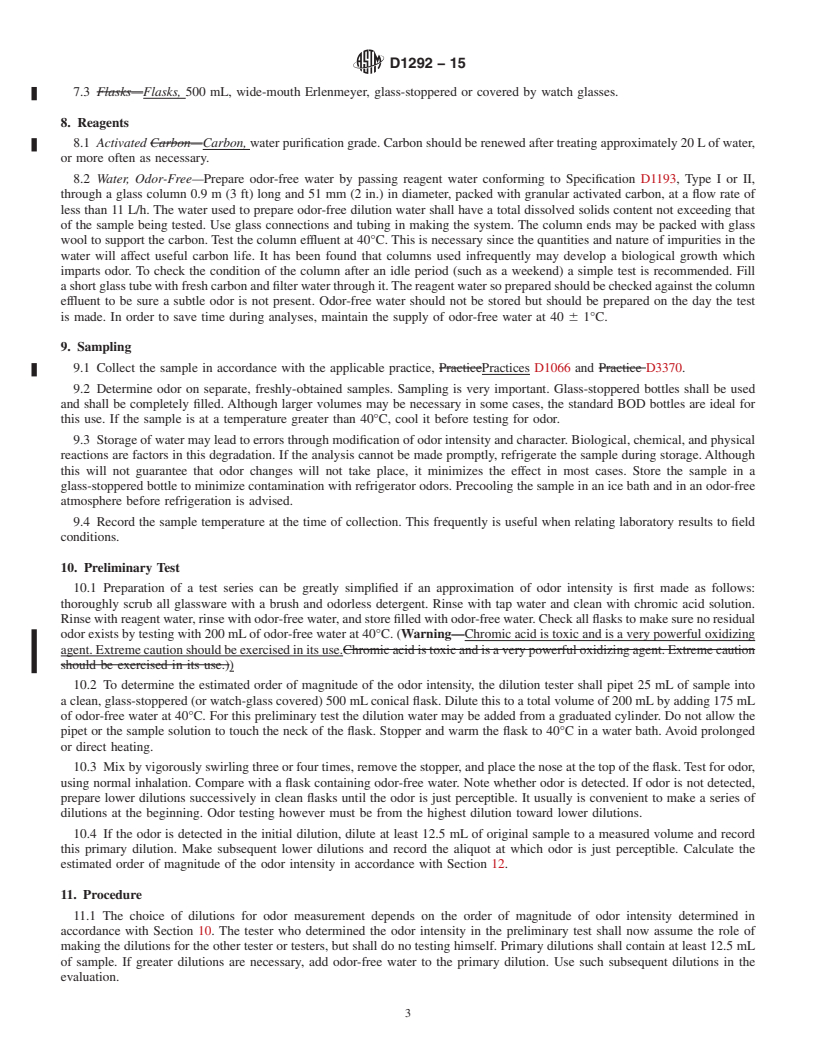 REDLINE ASTM D1292-15 - Standard Test Method for  Odor in Water&#x2009;