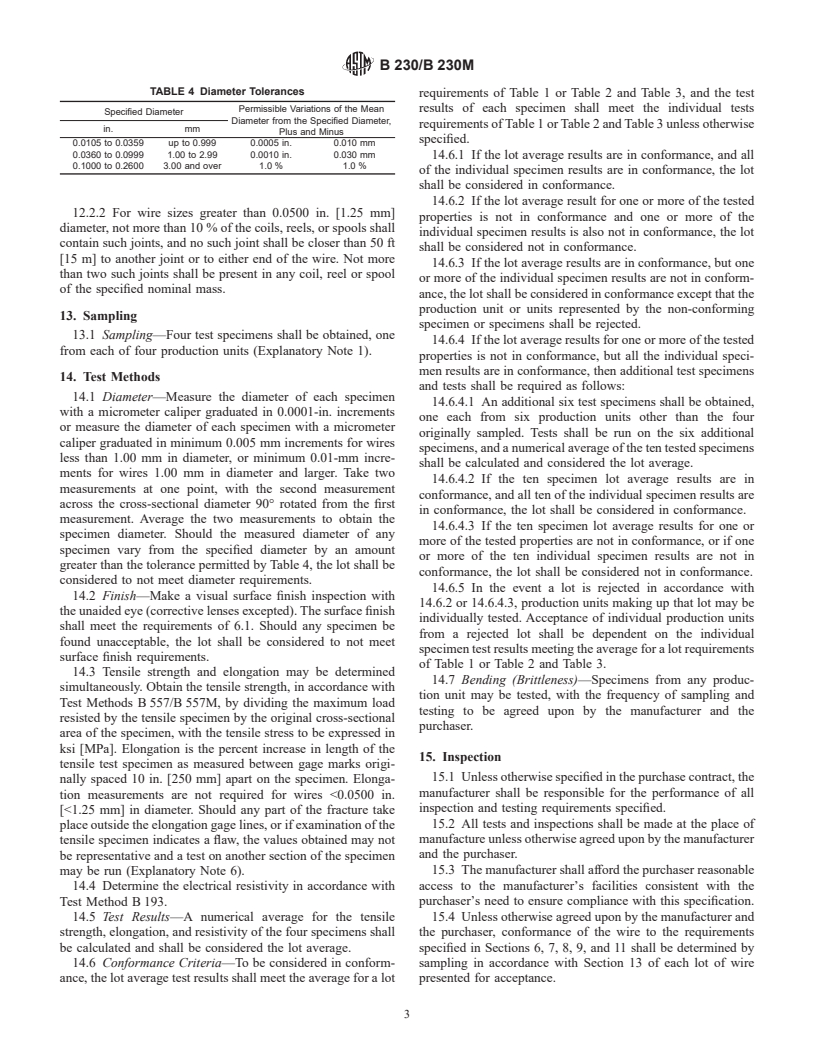 ASTM B230/B230M-99 - Standard Specification for Aluminum 1350-H19 Wire for Electrical Purposes