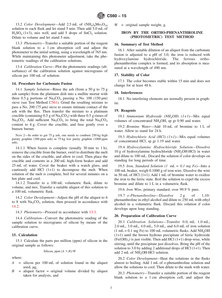 ASTM C560-15 - Standard Test Methods for  Chemical Analysis of Graphite