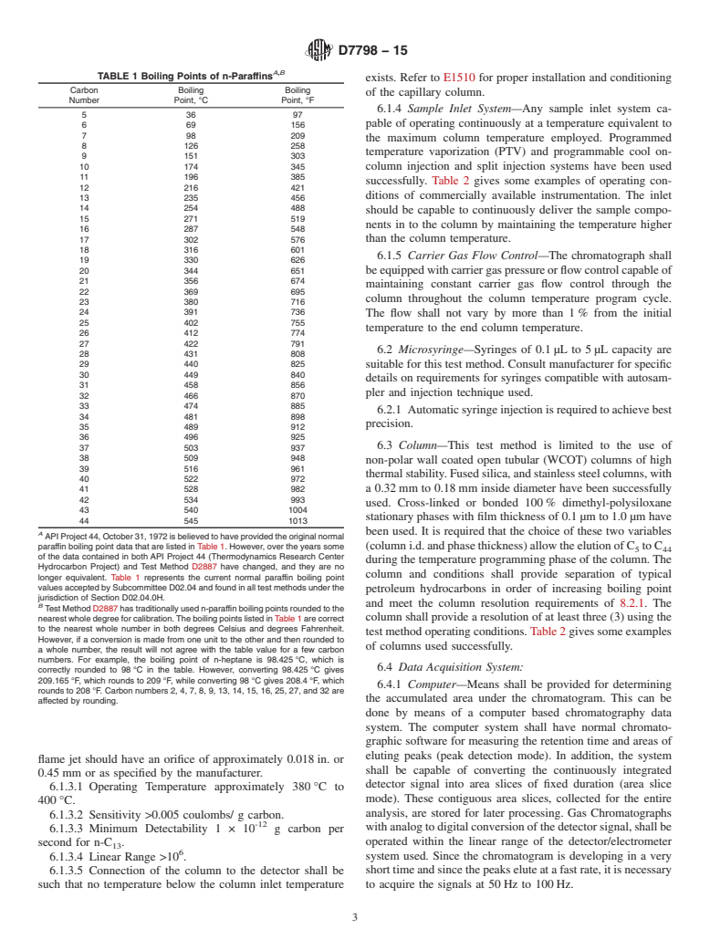 ASTM D7798-15 - Standard Test Method for Boiling Range Distribution of Petroleum Distillates with Final  Boiling Points up to 538&#x2009;&#xb0;C by Ultra Fast Gas Chromatography  (UF GC)