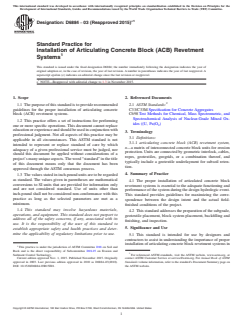 ASTM D6884-03(2015)e1 - Standard Practice for  Installation of Articulating Concrete Block (ACB) Revetment   Systems
