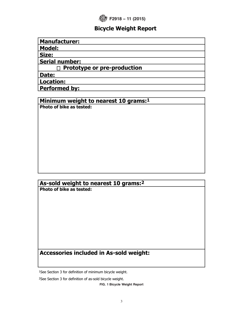 REDLINE ASTM F2918-11(2015) - Standard Test Method for Weighing a Bicycle