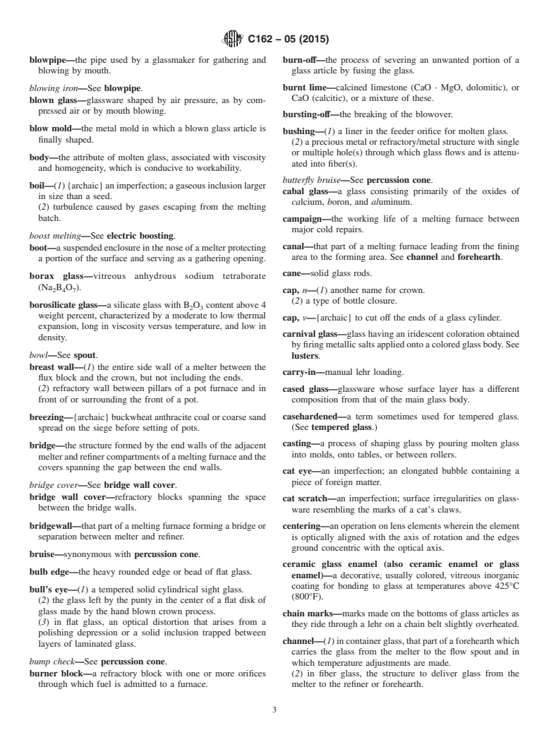 ASTM C162-05(2015) - Standard Terminology of<brk type="line"/>  Glass and Glass Products