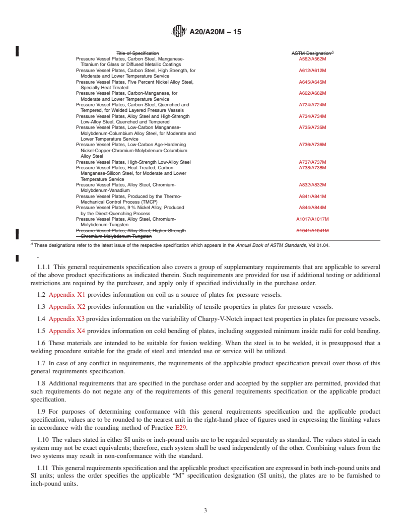 REDLINE ASTM A20/A20M-15 - Standard Specification for  General Requirements for Steel Plates for Pressure Vessels