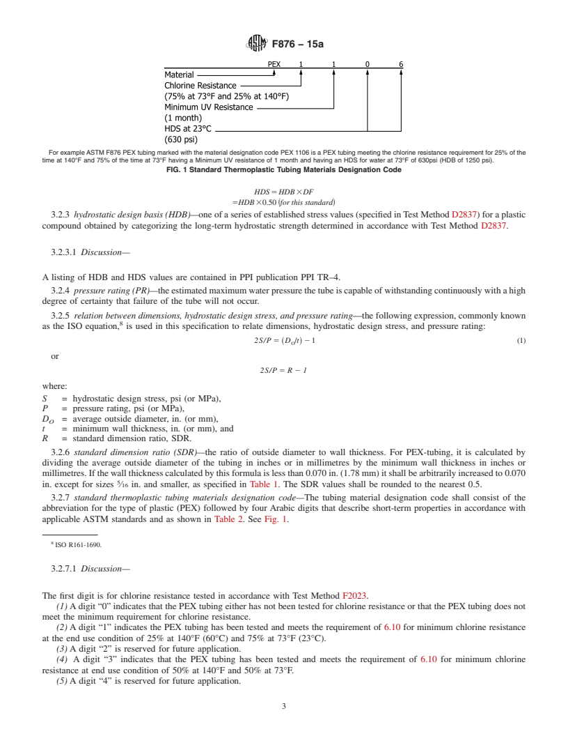 REDLINE ASTM F876-15a - Standard Specification for  Crosslinked Polyethylene (PEX) Tubing