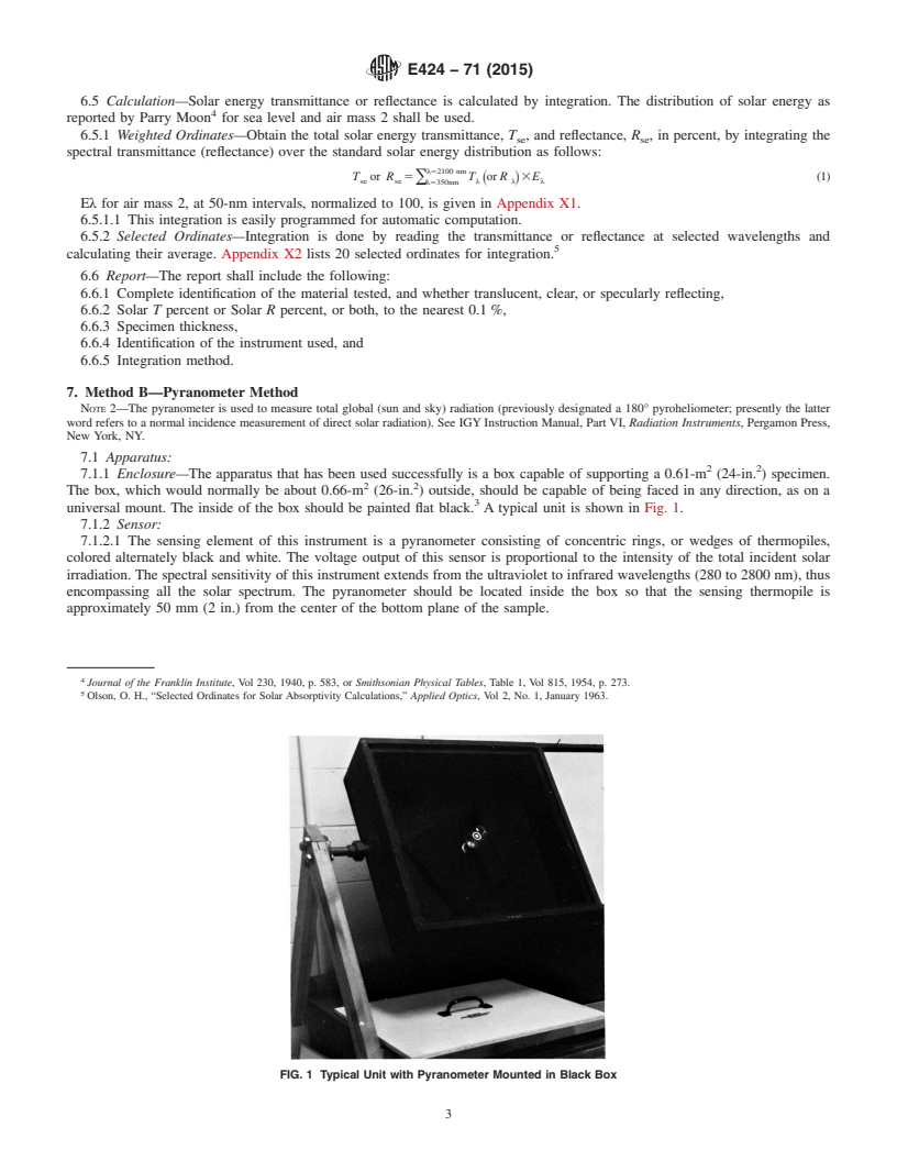 REDLINE ASTM E424-71(2015) - Standard Test Methods for  Solar Energy Transmittance and Reflectance (Terrestrial) of  Sheet Materials