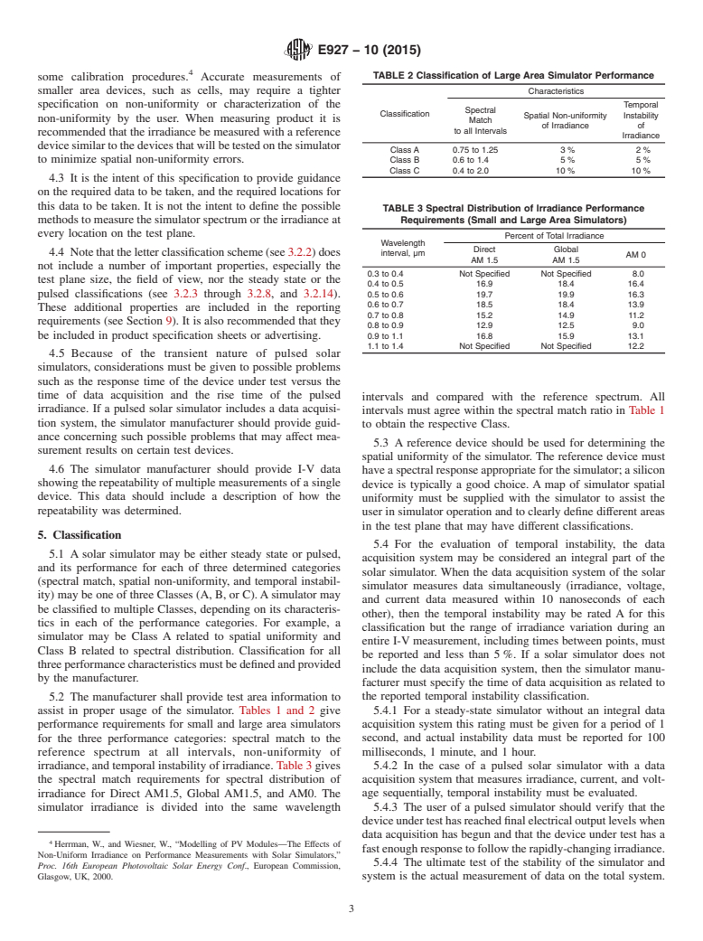 ASTM E927-10(2015) - Standard Specification for  Solar Simulation for Photovoltaic Testing