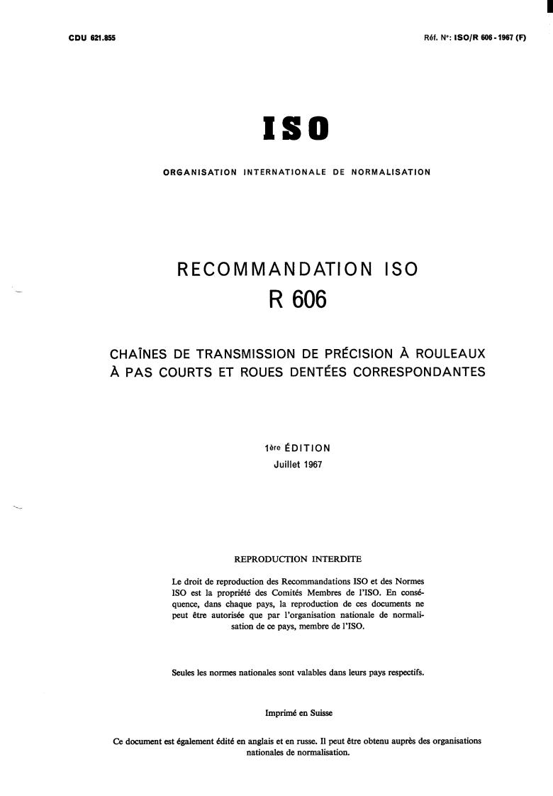 ISO/R 606:1967 - Title missing - Legacy paper document
Released:1/1/1967