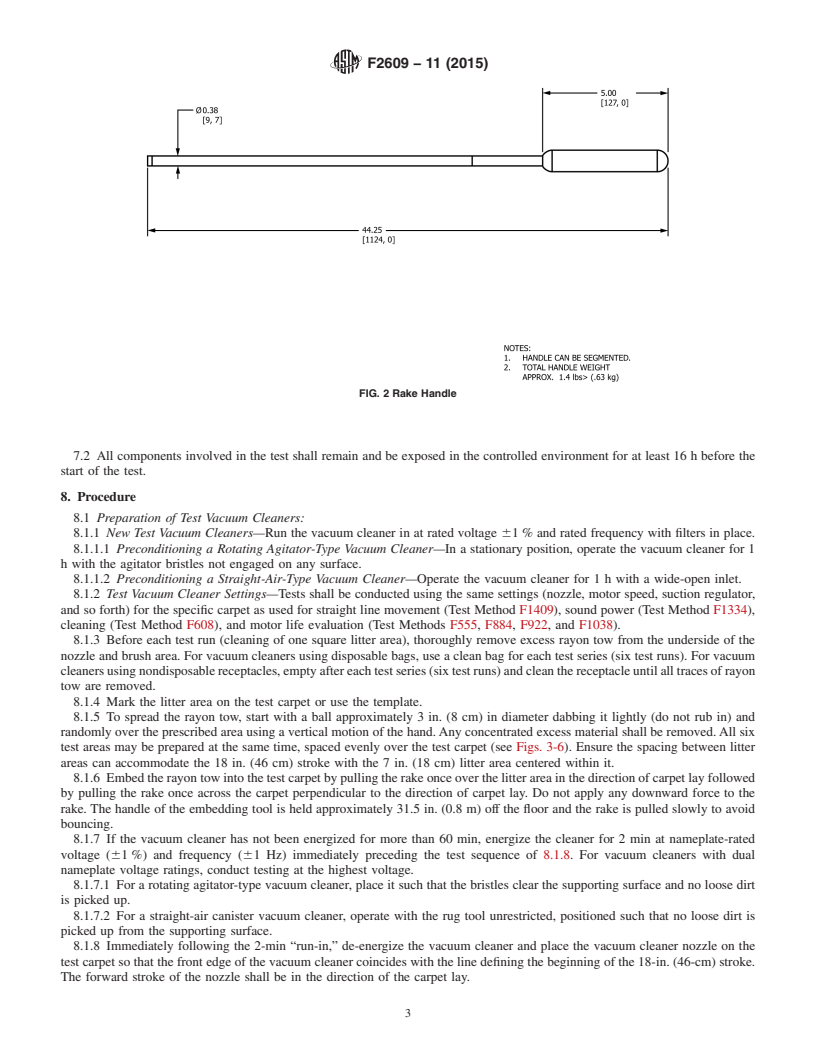 REDLINE ASTM F2609-11(2015) - Standard Test Method for  Litter-Cleaning Effectiveness of Vacuum Cleaners