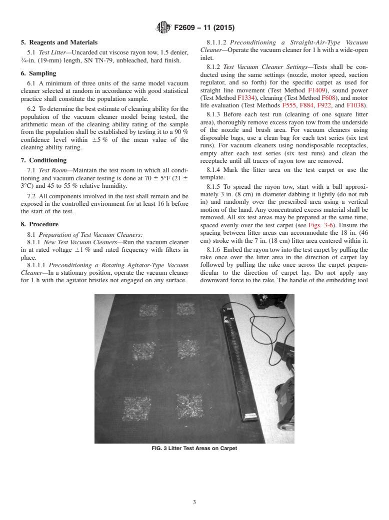 ASTM F2609-11(2015) - Standard Test Method for  Litter-Cleaning Effectiveness of Vacuum Cleaners