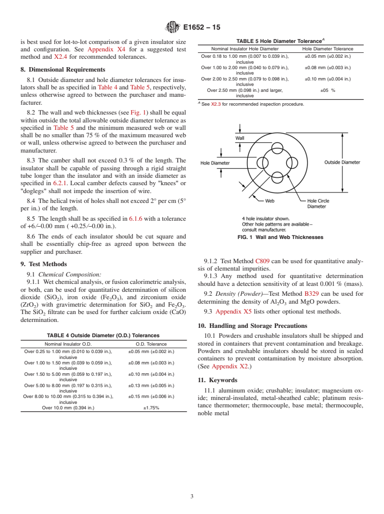 ASTM E1652-15 - Standard Specification for  Magnesium Oxide and Aluminum Oxide Powder and Crushable Insulators   Used in the Manufacture of Base Metal Thermocouples, Metal-Sheathed  Platinum Resistance Thermometers, and Noble Metal Thermocouples