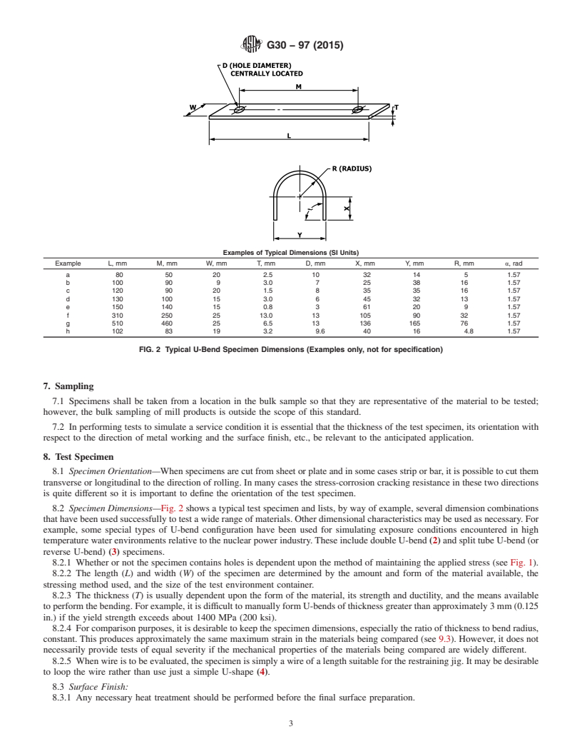 REDLINE ASTM G30-97(2015) - Standard Practice for  Making and Using U-Bend Stress-Corrosion Test Specimens