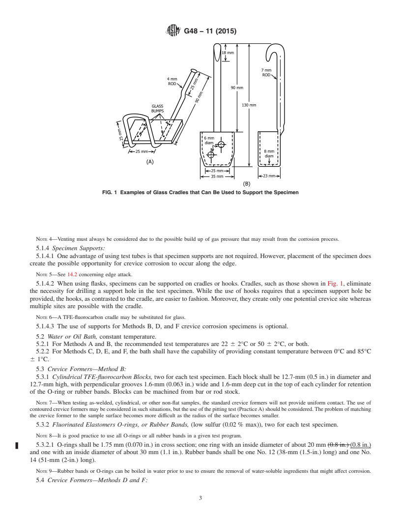 REDLINE ASTM G48-11(2015) - Standard Test Methods for  Pitting and Crevice Corrosion Resistance of Stainless Steels  and Related Alloys by Use of Ferric Chloride Solution